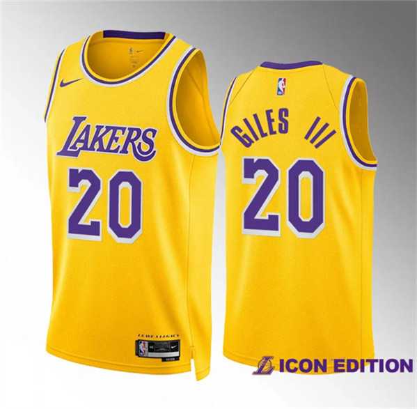 Mens Los Angeles Lakers #20 Harry Giles Iii Yellow Icon Edition Stitched Basketball Jersey Dzhi